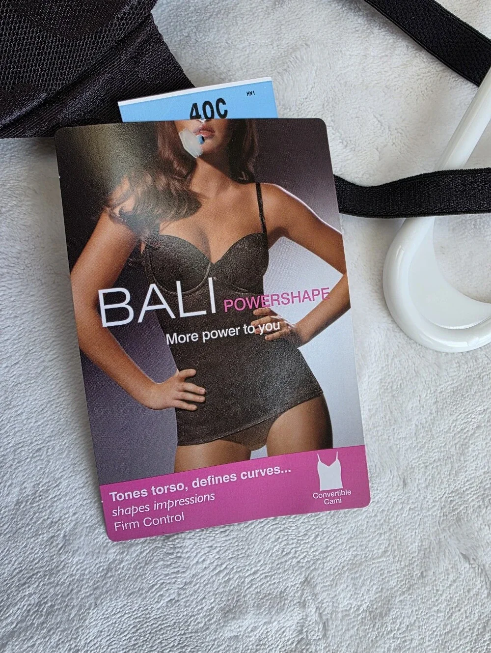 Bali PowerShaper Black Floral Lace Torso Bodysuit Tummy Control Size 40C
